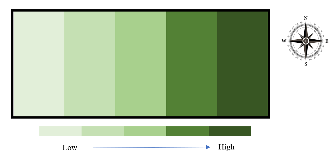 A field with fertility gradient from left to right